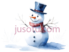 雪人,卡通,蓝色帽子,红色围巾,橙色鼻子PNG