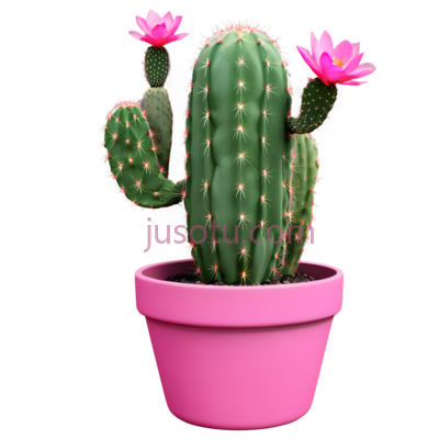 仙人掌,花盆,粉色, PNG