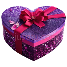 礼物盒,心形,紫色PNG