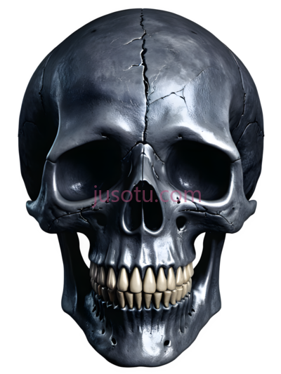 骷髅,3D,银色, PNG