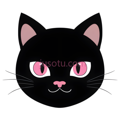 猫,卡通,黑色,粉色, PNG