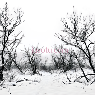 树木,冬季风景,黑白, PNG