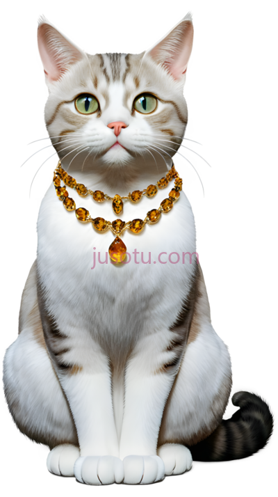 猫,佩戴珠宝,白色带棕色斑纹, PNG