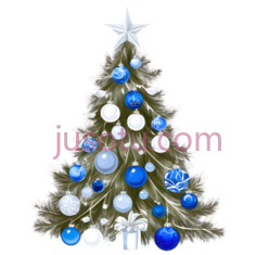 圣诞树,装饰性,蓝色,白色PNG