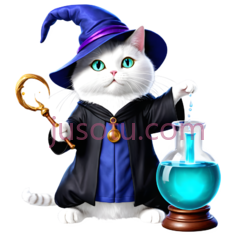 猫,魔法师,白色PNG