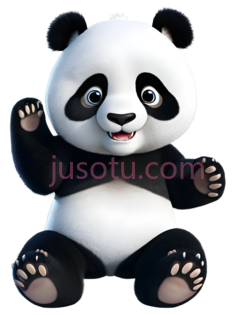 熊猫,卡通,黑白, PNG