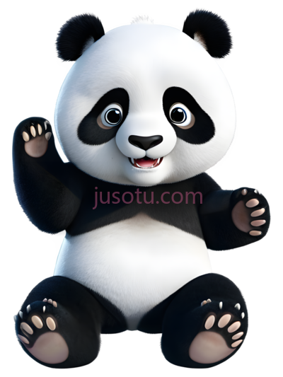 熊猫,卡通,黑白, PNG