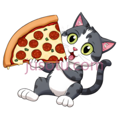 卡通猫,披萨,动物, PNG