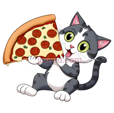 卡通猫,披萨,动物, PNG