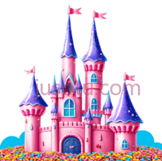 城堡,卡通,粉色,蓝色PNG