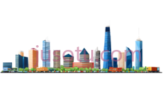 摩天大楼,现代,绿色PNG