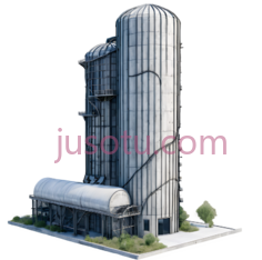 粮仓,现代工业建筑,银色PNG