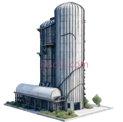 粮仓,现代工业建筑,银色, PNG