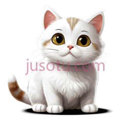 小猫,卡通,白色带棕色斑点PNG