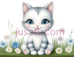 小猫,卡通,白色,灰色PNG