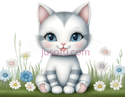 小猫,卡通,白色,灰色, PNG