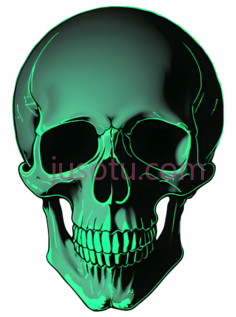 头骨,3D,绿色PNG