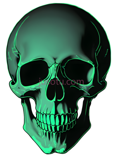 头骨,3D,绿色, PNG