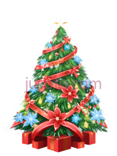 圣诞树,装饰性,绿色, 红色, 蓝色PNG