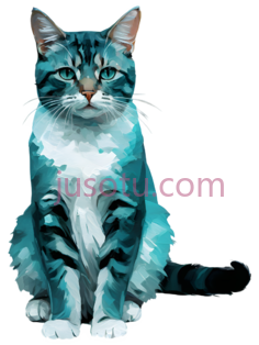 猫,绘画,蓝色PNG