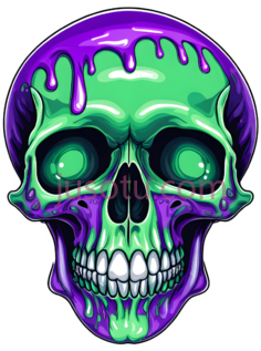 骷髅,卡通,绿色,紫色PNG
