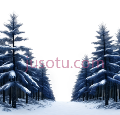 雪松,插画,蓝色PNG