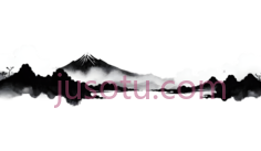 山脉,水墨画,白色PNG