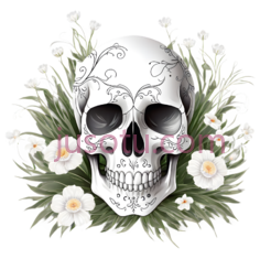 骷髅,装饰性图案,白色PNG