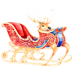 雪橇,节日,装饰性,红色, 金色, 蓝色PNG