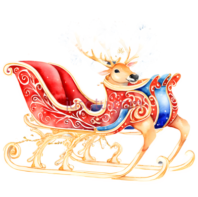 雪橇,节日,装饰性,红色, 金色, 蓝色, PNG