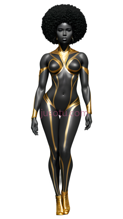 女性,未来主义,黑色,金色, PNG