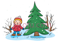 小女孩,卡通,红色上衣,黄色裤子PNG