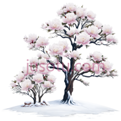 树,插画,粉色, PNG