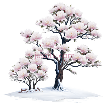树,插画,粉色, PNG