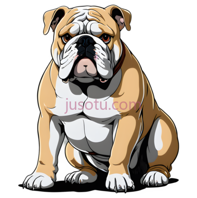 斗牛犬,卡通,棕色,白色, PNG