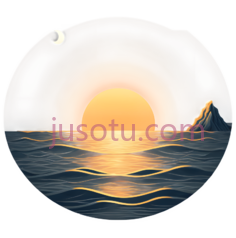 月亮, 太阳, 山峰, 海浪,插画,黑色, 橙色, 白色PNG