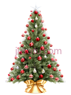 圣诞树,装饰性,绿色,红色,金色PNG