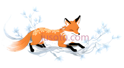 狐狸,插画,橙色,白色, PNG