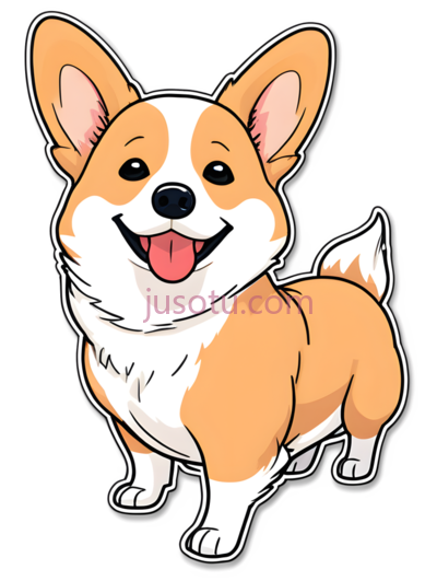 柯基犬,卡通,白色,橙色, PNG