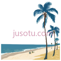 海滩,插画,蓝色,黄色PNG