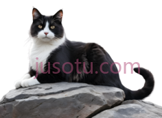 猫,站立,黑色,白色PNG