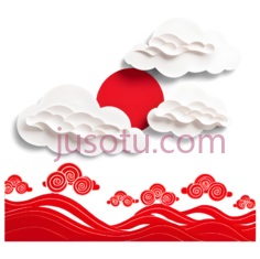 云朵,太阳,祥云,剪纸,白色,红色PNG