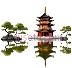 大雁塔,湖泊,镜像PNG
