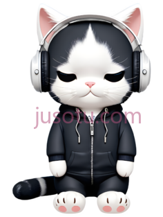 卡通猫咪,可爱,黑白PNG