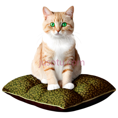 猫,坐着,橙色,白色, PNG
