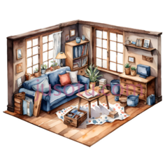 沙发,现代,蓝色PNG