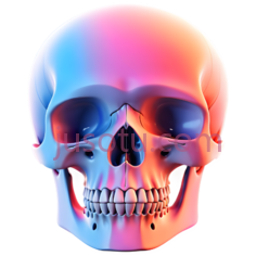 头骨,3D,蓝色,粉红色PNG