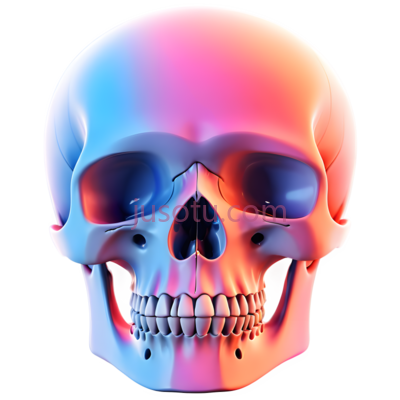 头骨,3D,蓝色,粉红色, PNG