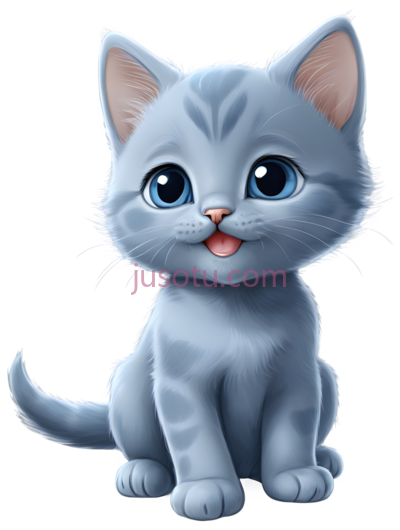 小猫,卡通,灰色, PNG