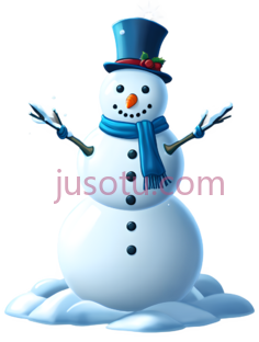 雪人,卡通,白色身体,蓝色帽子,红色鼻子PNG